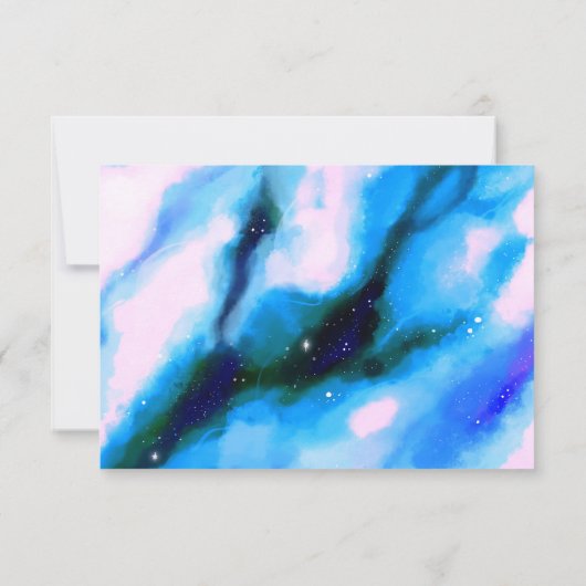 Blaue marmorierte Abstrakte UAWG im Weltraum RSVP Karte (Rückseite)