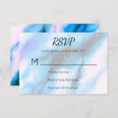 Blaue marmorierte Abstrakte UAWG im Weltraum RSVP Karte (Vorne/Hinten)