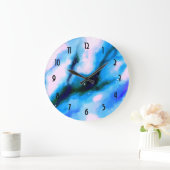 Blaue marmorierte Außenwelt Abstrakter Hintergrund Große Wanduhr (Zuhause)
