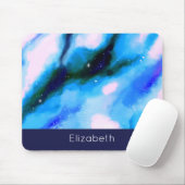 Blaue marmorierte Außenwelt Abstrakter Hintergrund Mousepad (Mit Mouse)