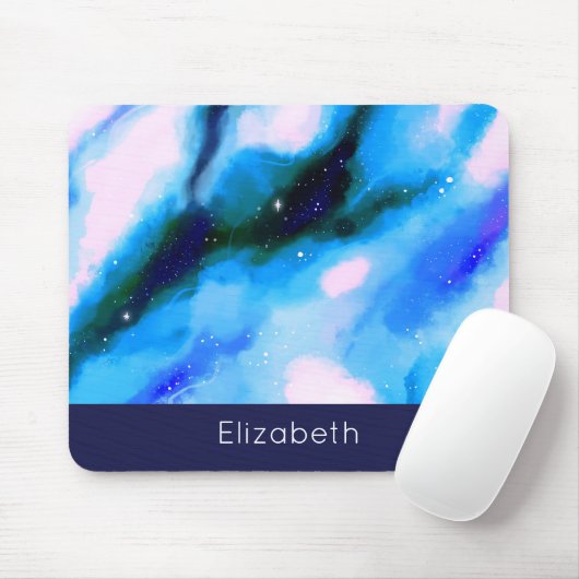 Blaue marmorierte Außenwelt Abstrakter Hintergrund Mousepad (Mit Mouse)