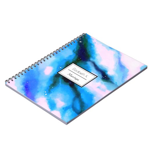 Blaue marmorierte Außenwelt Abstrakter Hintergrund Notizblock (Linke Seite)