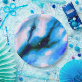 Blaue marmorierte Außenwelt Abstrakter Hintergrund Pappteller (Party)