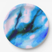 Blaue marmorierte Außenwelt Abstrakter Hintergrund Pappteller (Vorderseite)