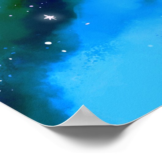 Blaue marmorierte Außenwelt Abstrakter Hintergrund Poster (Ecke)