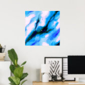 Blaue marmorierte Außenwelt Abstrakter Hintergrund Poster (Heimbüro)