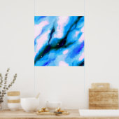 Blaue marmorierte Außenwelt Abstrakter Hintergrund Poster (Küche)
