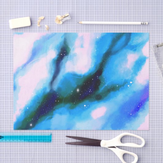 Blaue marmorierte Außenwelt Abstrakter Hintergrund Seidenpapier (Handwerk)