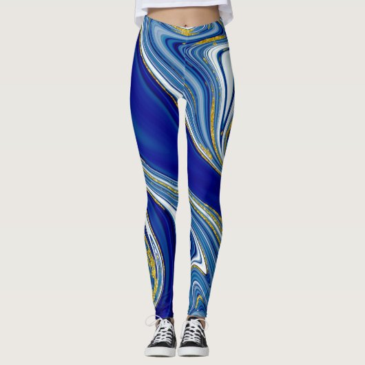 Blaue marmorierte Leggings (Vorderseite)