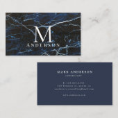 Blaue Marmormaskuline Visitenkarte (Vorne/Hinten)