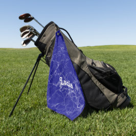 Blaue Marmormor-Muster des individuellen Namens Golfhandtuch