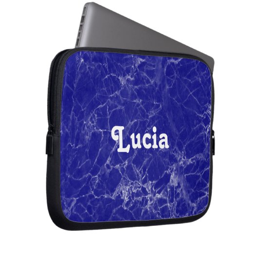 Blaue Marmormor-Muster des individuellen Namens Laptopschutzhülle (Vorne Rechts)