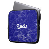 Blaue Marmormor-Muster des individuellen Namens Laptopschutzhülle (Vorderseite Links)
