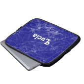 Blaue Marmormor-Muster des individuellen Namens Laptopschutzhülle (Vorne Knopf)