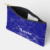 Blaue Marmormor-Muster des individuellen Namens Zubehörtasche (Offen)