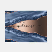 Blaue Marmormor-Rose Gold Begrüßungsschrift Fußmatte (Vorderseite)