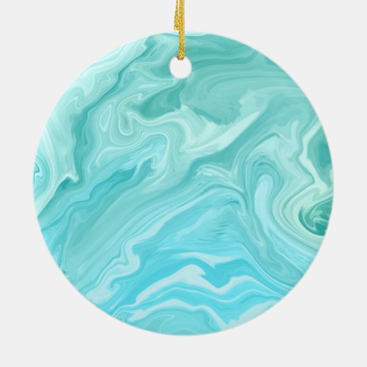 Blaue Marmormuster Keramik Ornament (Hinten)