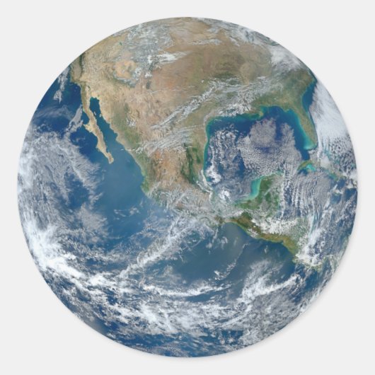 Blaue Marmorplaneten-Erde Nordamerika Mexiko Runder Aufkleber (Vorderseite)