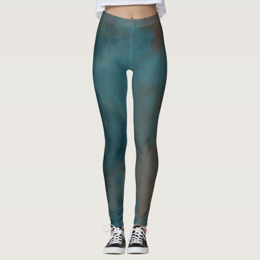 Blaue Marmorplatte Abstrakt Leggings (Vorderseite)