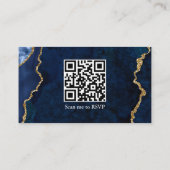 Blaue Marmorplatte HochzeitsrSVP QR Zurück Begleitkarte (Rückseite)