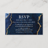 Blaue Marmorplatte HochzeitsrSVP QR Zurück Begleitkarte (Vorderseite)