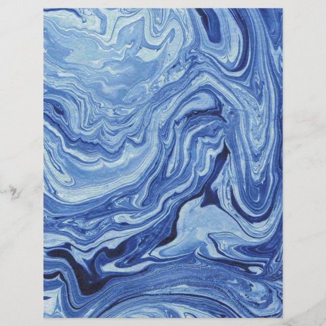 Blaue Marmorplatte Muster Swirt Arts & Craft Paper (Vorderseite)