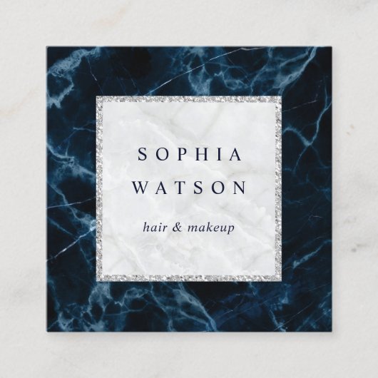 Blaue Marmorplatte Quadratische Visitenkarte (Vorderseite)