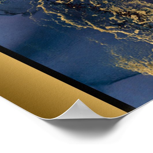 Blaue Marmorplatte / Schwarzes Gold an der Grenze Poster (Ecke)