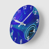 Blaue Marmorsäulenschale, Wall-Uhr Runde Wanduhr (Winkel)