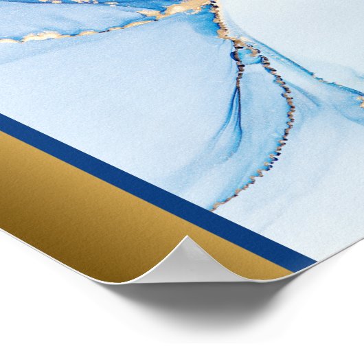 Blaue Marmorsteine / Blaue Grenzkunst Poster (Ecke)