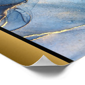 Blaue Marmorsteine / Schwarze Goldene Grenz Kunst Poster (Ecke)