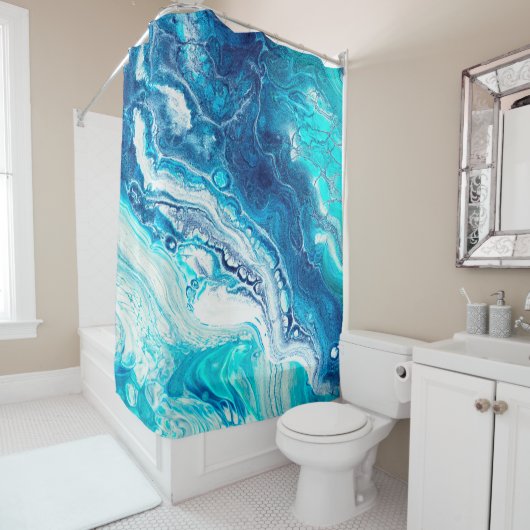 Blaue Marmorstruktur Duschvorhang (Beispiel)