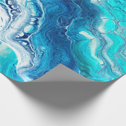 Blaue Marmorstruktur Geschenkpapier (Ecke)