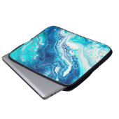 Blaue Marmorstruktur Laptopschutzhülle (Vorne Knopf)