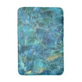 Blaue Marmorstruktur mit Goldadern in Teal Badematte (Vorderseite Vertikal)