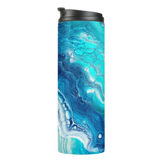 Blaue Marmorstruktur Thermosbecher (Nach rechts gedreht)