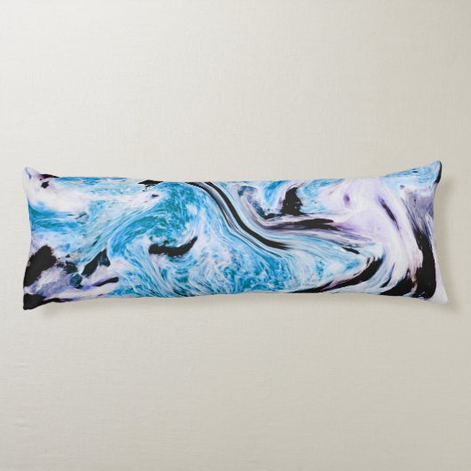 Blaue Marmortextur Seitenschläferkissen (Rückseite)