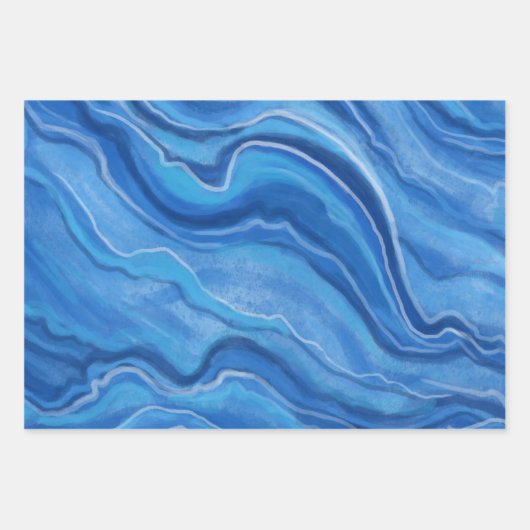 Blaue Marmorverpackung Geschenkpapier Set (Vorderseite 3)