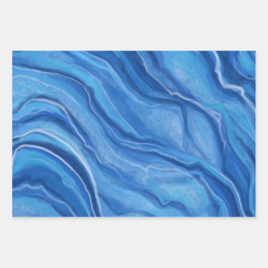 Blaue Marmorverpackung Geschenkpapier Set (Vorderseite 2)