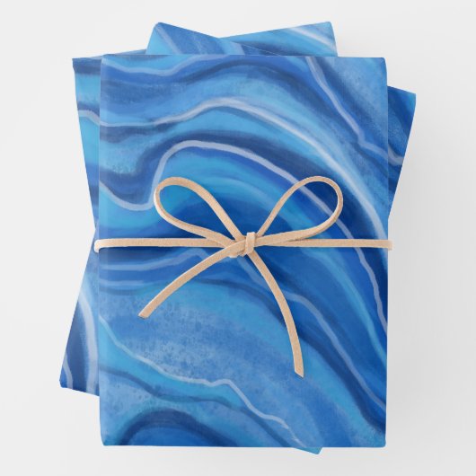 Blaue Marmorverpackung Geschenkpapier Set (Beispiel)