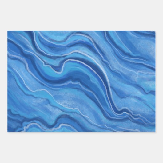 Blaue Marmorverpackung Geschenkpapier Set (Vorderseite)