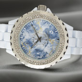 Blaue Marmorwache mit arabischen Zahlen - elegant Armbanduhr
