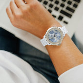 Blaue Marmorwache mit arabischen Zahlen - elegant Armbanduhr