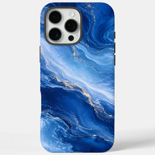 Blaue Marmorwellen Luxus Abstract Case-Mate iPhone Hülle (Rückseite)