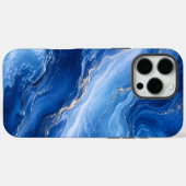 Blaue Marmorwellen Luxus Abstract Case-Mate iPhone Hülle (Rückseite (Horizontal))