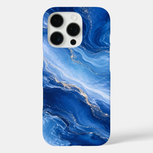 Blaue Marmorwellen Luxus Abstract Case-Mate iPhone Hülle (Rückseite)