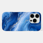 Blaue Marmorwellen Luxus Abstract Case-Mate iPhone Hülle (Rückseite (Horizontal))