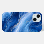 Blaue Marmorwellen Luxus Abstract Case-Mate iPhone Hülle (Rückseite (Horizontal))