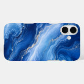 Blaue Marmorwellen Luxus Abstract Case-Mate iPhone Hülle (Rückseite (Horizontal))