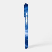 Blaue Marmorwellen Luxus Abstract iPhone Hülle (Linke Seite)